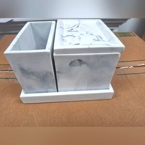 4pc Ceramic Marble Print Vanity Set- Open Box